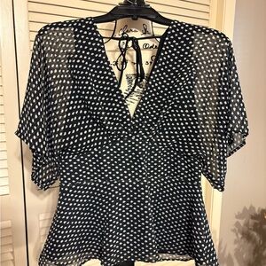Adelyn Rae Black and White Polka Dot Blouse